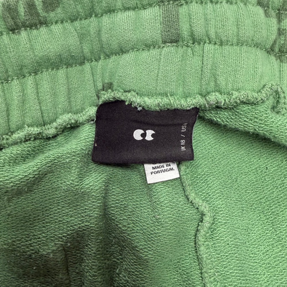 Lazy Oaf Green Oaf Logo Print Wide Leg Sweatpants Joggers UK 18 US 14 - Picture 2 of 12